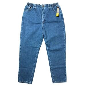 Lee Jeans Womens 18 Medium Side Elastic Tapered Leg Blue Pepper Stone NEW